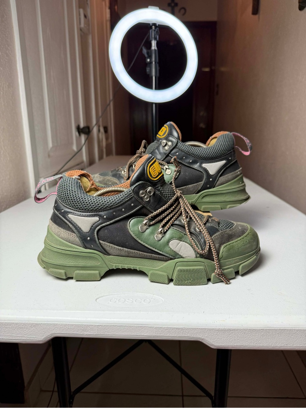 Gucci Green Flashtrek Sneakers Size US 10.5 Made In Italy beat damaged